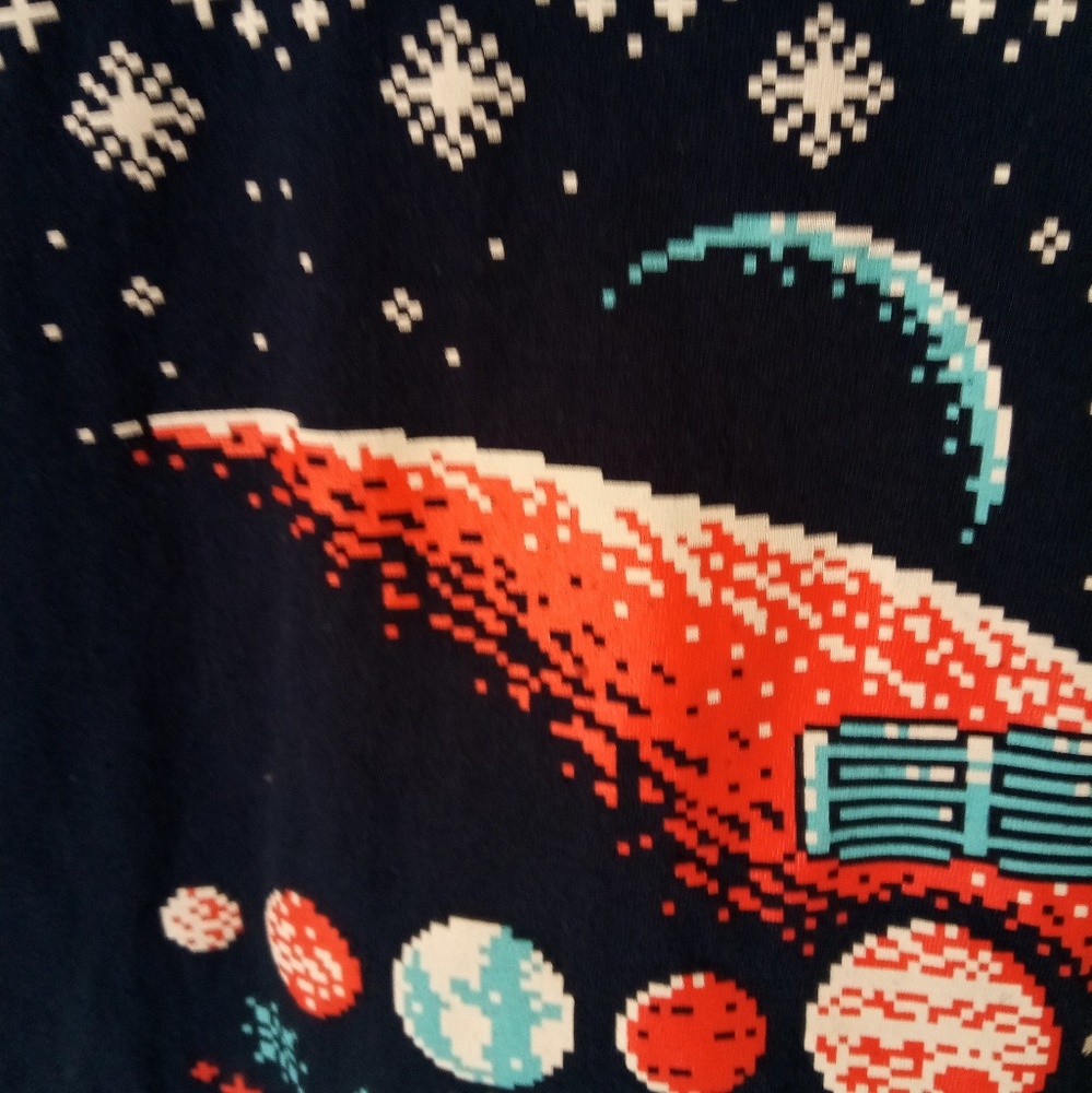 SPACE CHRISTMAS MENS LARGE SNOWMAN GRAPHIC T-SHIRT - Picture 8 of 8